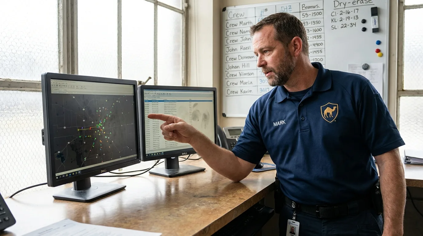 Dispatch coordinator reviewing live GPS routing map for New York deliveries